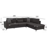 ΚΑΝΑΠΕΣ ΔΕΞΙΑ ΓΩΝΙΑ DIVA ΥΦΑΣΜΑ ΑΛΕΚΙΑΣΤΟ ΓΚΡΙ 290x235x94Yεκ. HM3254.10R - Image 2