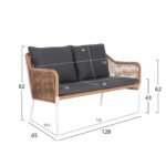 ΚΑΝΑΠΕΣ ΕΞ.ΧΩΡΟΥ BAFFIN HM6054.01 ΑΛΟΥΜΙΝΙΟ ΛΕΥΚΟ-ΣΥΝΘ.RATTAN ΜΠΕΖ-ΑΝΘΡΑΚΙ ΜΑΞΙΛΑΡΙΑ - Image 2