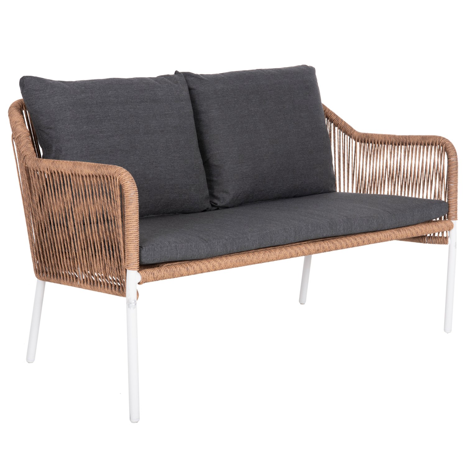 kanapes-exchoroy-fb9605401-aloyminio-ley ΚΑΝΑΠΕΣ ΕΞ.ΧΩΡΟΥ BAFFIN HM6054.01 ΑΛΟΥΜΙΝΙΟ ΛΕΥΚΟ-ΣΥΝΘ.RATTAN ΜΠΕΖ-ΑΝΘΡΑΚΙ ΜΑΞΙΛΑΡΙΑ - Image 1