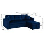 ΚΑΝΑΠΕΣ ΓΩΝΙΑ ΚΡΕΒΑΤΙ WAYNE 224x147x85Υεκ. HM3028.18 ΒΕΛΟΥΔΟ ΜΠΛΕ - Image 2