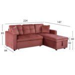 ΚΑΝΑΠΕΣ ΓΩΝΙΑ ΚΡΕΒΑΤΙ WAYNE 224x147x85Υεκ. HM3028.12 ΒΕΛΟΥΔΟ ΣΑΠΙΟ ΜΗΛΟ - Image 2