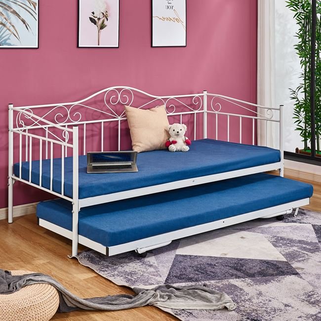 kanapes-krebati-190ch90-leykosepekt-meno ΚΑΝΑΠΕΣ ΚΡΕΒΑΤΙ MAEKO 190Χ90 ΛΕΥΚΟΣ+ΕΠΕΚΤ/ΜΕΝΟ ΒΟΗΘΗΤΙΚΟ ΚΡΕΒΑΤΙ 85Χ185 HM571.02 - Image 1