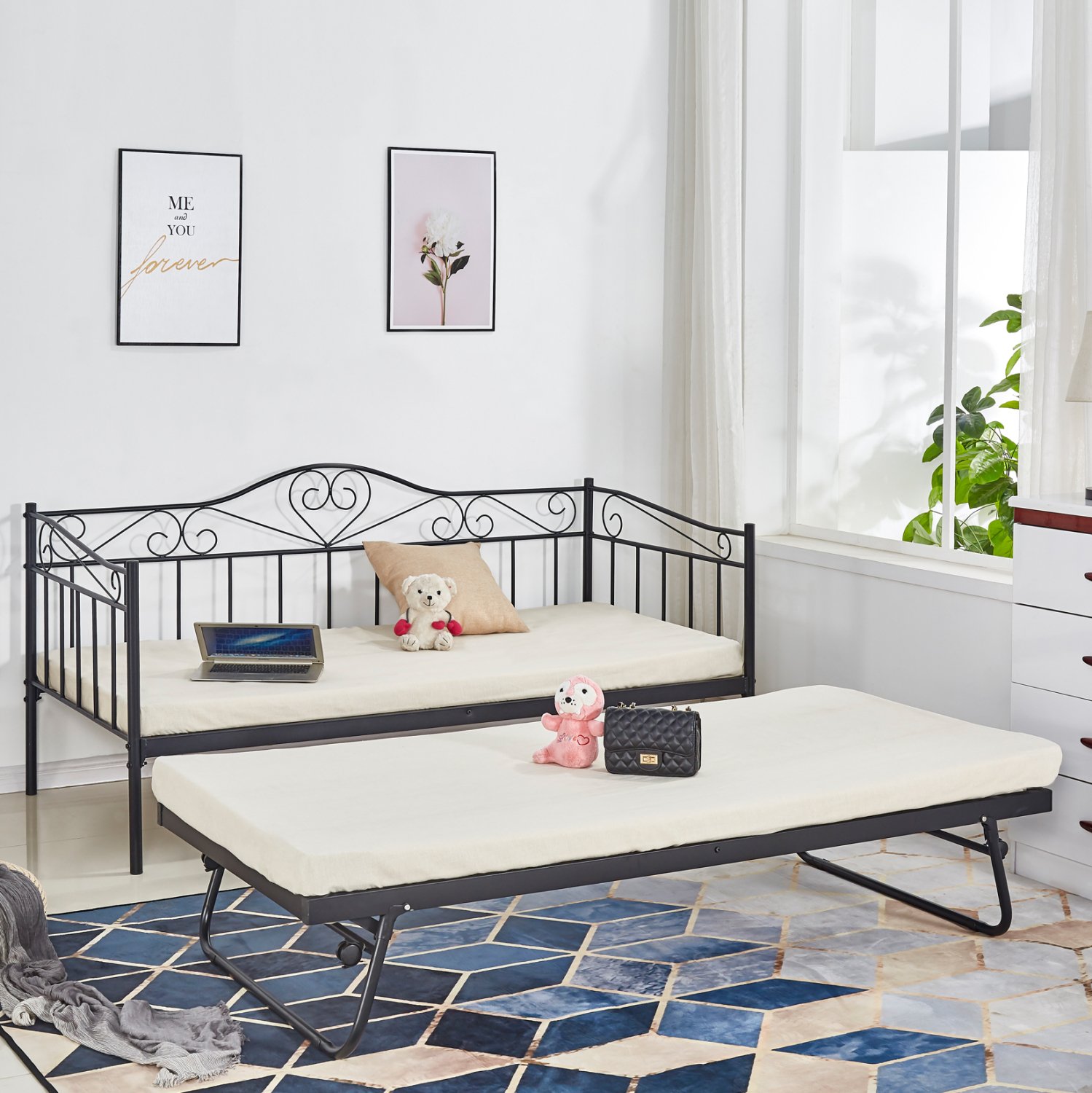 kanapes-krebati-190ch90-mayros-epekt-men ΚΑΝΑΠΕΣ ΚΡΕΒΑΤΙ MAEKO 190Χ90 ΜΑΥΡΟΣ +ΕΠΕΚΤ/ΜΕΝΟ ΒΟΗΘΗΤΙΚΟ ΚΡΕΒΑΤΙ 85Χ185 HM571.01 - Image 1