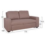 ΚΑΝΑΠΕΣ ΚΡΕΒΑΤΙ KANNA 2ΘΕΣΙΟΣ HM3082.04 ΜΕ ΜΠΕΖ ΥΦΑΣΜΑ 175x100x83 εκ. - Image 2