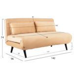 ΚΑΝΑΠΕΣ ΚΡΕΒΑΤΙ 2 ΑΤΟΜΩΝ ASMA HM3077.17 ΜΕ ΒΕΛΟΥΔΟ ΜΠΕΖ 140x80x77Yεκ. - Image 2