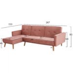 ΚΑΝΑΠΕΣ ΚΡΕΒΑΤΙ ΓΩΝΙΑ ΑΝΑΣΤΡΕΨΙΜΗ TALIA HM3153.02 ΒΕΛΟΥΔΟ ΣΑΠΙΟ ΜΗΛΟ 267x153x85 εκ - Image 2