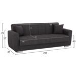 ΚΑΝΑΠΕΣ ΚΡΕΒΑΤΙ POLYA ΤΡΙΘΕΣΙΟΣ HM3240.03 ΓΚΡΙ 215x85x76Υ εκ. - Image 2