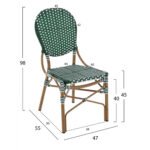 ΚΑΡΕΚΛΑ ΑΛΟΥΜΙΝΙΟΥ BAMBOO LOOK ΜΕ WICKER ΠΡΑΣΙΝΟ ΛΕΥΚΟ HM5792.01 47x55x98 εκ. - Image 2