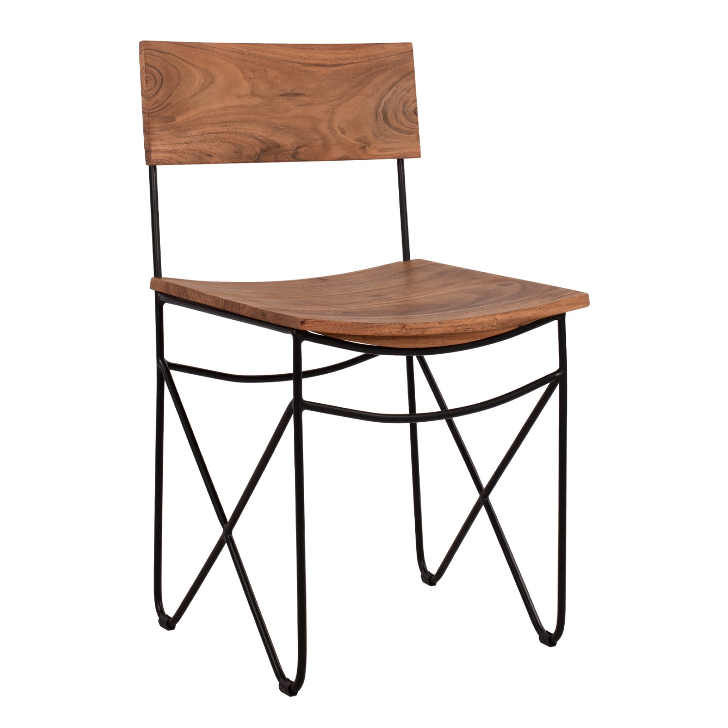 karekla-apo-masif-xylo-akakias-kai-metal ΚΑΡΕΚΛΑ ΑΠΟ ΜΑΣΙΦ ΞΥΛΟ ΑΚΑΚΙΑΣ KAI ΜΕΤΑΛΛΟ ΦΥΣΙΚΟ 46x51x84Υεκ.HM8180.11 - Image 1