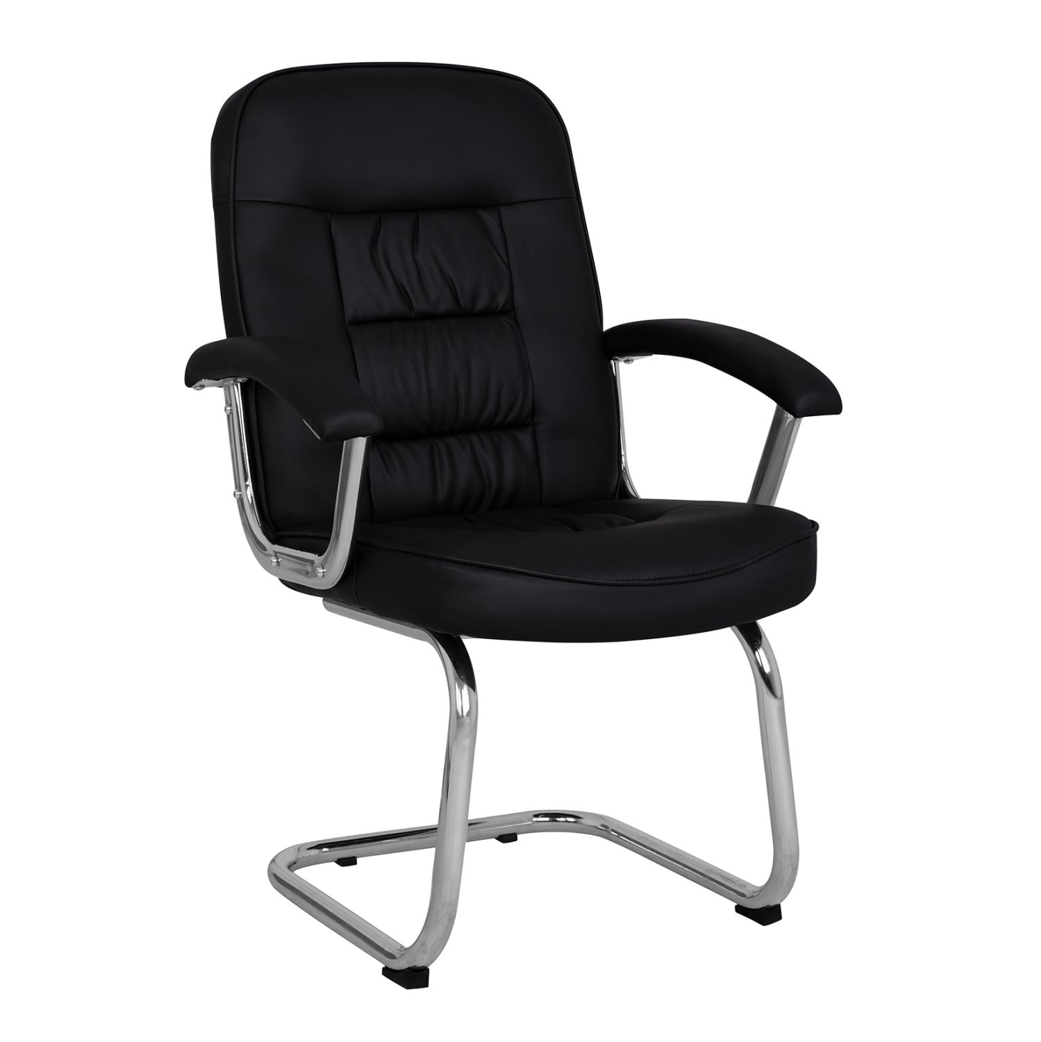 karekla-episkepti-fb91114-me-mayro-pu-me ΚΑΡΕΚΛΑ ΣΥΝΕΡΓΑΣΙΑΣ AMBREY HM1114 ΜΕ ΜΑΥΡΟ PU ΜΕ ΒΑΣΗ ΧΡΩΜΙΟΥ 61.5x62x98 cm. - Image 1