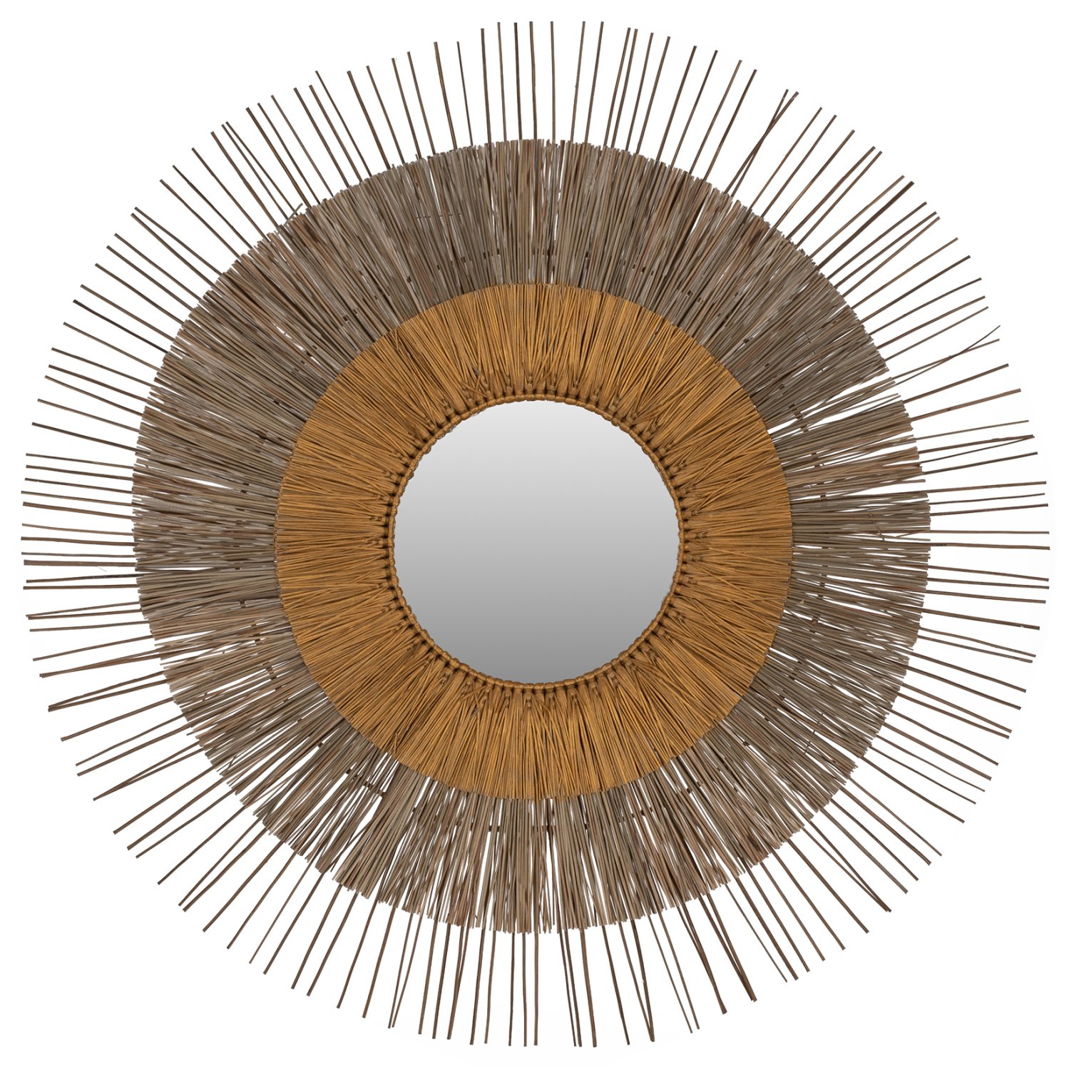 kathreptis-me-plaisio-mendong-grass-f105 ΚΑΘΡΕΠΤΗΣ ΜΕ ΠΛΑΙΣΙΟ MENDONG GRASS Φ105εκ ΣΕ ΧΡΩΜΑ ΦΥΣΙΚΟ ΧΡΥΣΟ HM7798 - Image 1