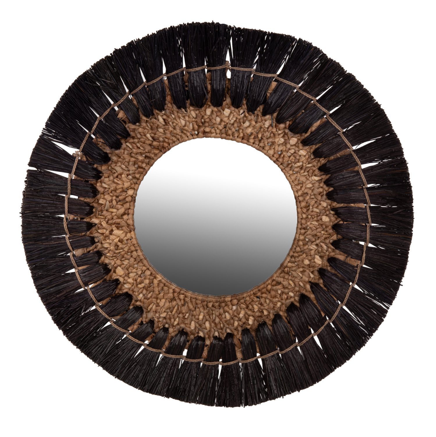 kathreptis-toichoy-fb97832-me-plaisio-me ΚΑΘΡΕΠΤΗΣ ΤΟΙΧΟΥ HM7832 ΜΕ ΠΛΑΙΣΙΟ MENDONG GRASS Φ70εκ ΣΕ ΜΑΥΡΟ & ΦΥΣΙΚΟ - Image 1