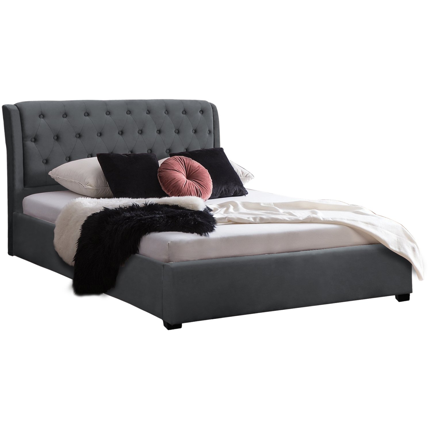 krebati-150x200-beloydo-yfasma-gkri-fb95 ΚΡΕΒΑΤΙ ODALYS 150X200 ΒΕΛΟΥΔΟ ΥΦΑΣΜΑ ΓΚΡΙ HM549.11 164x223x100 εκ. - Image 1