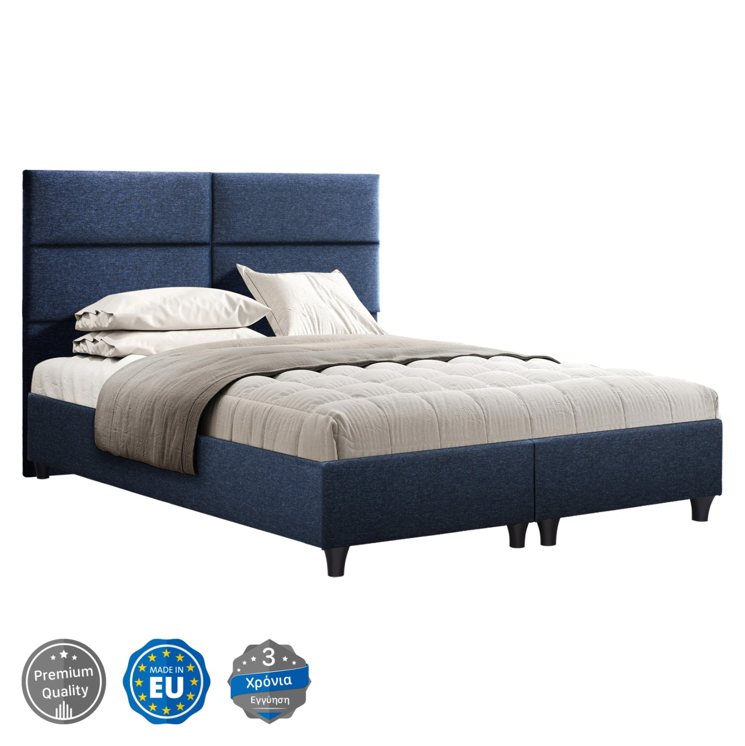 krebati-apo-mple-yfasma-fb961608-gia-str ΚΡΕΒΑΤΙ MILO ΑΠΟ ΜΠΛΕ ΥΦΑΣΜΑ HM616.08 ΓΙΑ ΣΤΡΩΜΑ 160x200 εκ. - Image 1