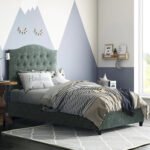 ΚΡΕΒΑΤΙ MALENA ΑΠΟ ΠΡΑΣΙΝΟ ΥΦΑΣΜΑ Τ. NUBUK HM651.27 ΓΙΑ ΣΤΡΩΜΑ 90x200 εκ. - Image 2