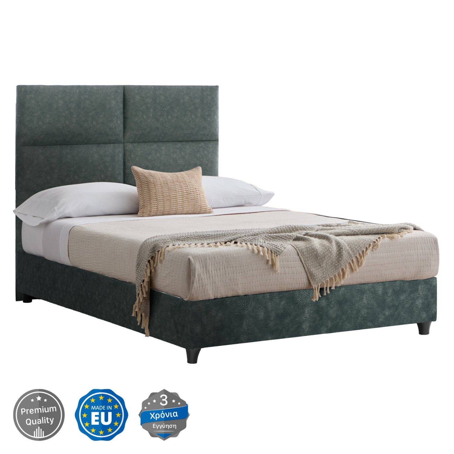 krebati-apo-prasino-yfasma-typou-nubuck- ΚΡΕΒΑΤΙ MILO ΑΠΟ ΠΡΑΣΙΝΟ ΥΦΑΣΜΑ τύπου NUBUCK HM646.27 ΓΙΑ ΣΤΡΩΜΑ 120x200 εκ. - Image 1