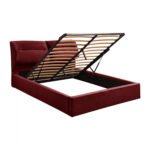 ΚΡΕΒΑΤΙ KENDRA ΒΕΛΟΥΔΟ ΚΟΚΚΙΝΟ ΒΟΥΡΓΟΥΝΔΙΑΣ ΚΑΙ ΑΠΟΘΗΚΕΥΤΙΚΟ ΧΩΡΟ 160X200 HM565.06 - Image 3