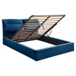 ΚΡΕΒΑΤΙ KENDRA ΒΕΛΟΥΔΟ ΜΠΛΕ ΚΑΙ ΑΠΟΘΗΚΕΥΤΙΚΟ ΧΩΡΟ 160x200 εκ. HM565.18 - Image 4