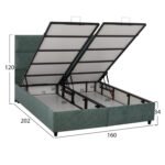 ΚΡΕΒΑΤΙ MILO ΜΕ ΑΠΟΘΗΚΕΥΤΙΚΟ ΠΡΑΣΙΝΟ ΥΦΑΣΜΑ τύπου NUBUCK HM622.07 ΓΙΑ ΣΤΡΩΜΑ 160x200 εκ. - Image 2