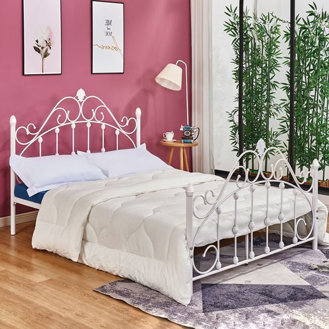 krebati-metalliko-150ch200-leyko-chroma- ΚΡΕΒΑΤΙ MADEN ΜΕΤΑΛΛΙΚΟ 150x200 εκ. ΛΕΥΚΟ ΧΡΩΜΑ HM576.02 - Image 1