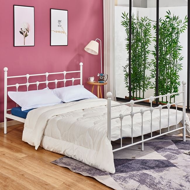 krebati-metalliko-150ch200-leyko-chroma- ΚΡΕΒΑΤΙ ΜΕΤΑΛΛΙΚΟ JACINDA 150x200 εκ. ΛΕΥΚΟ ΧΡΩΜΑ HM575.02 - Image 1