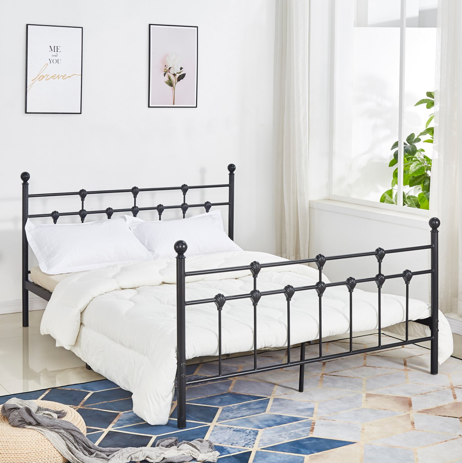 krebati-metalliko-150x200-ek-mayro-chrom ΚΡΕΒΑΤΙ ΜΕΤΑΛΛΙΚΟ JACINDA 150x200 εκ. ΜΑΥΡΟ ΧΡΩΜΑ HM575.01 - Image 1