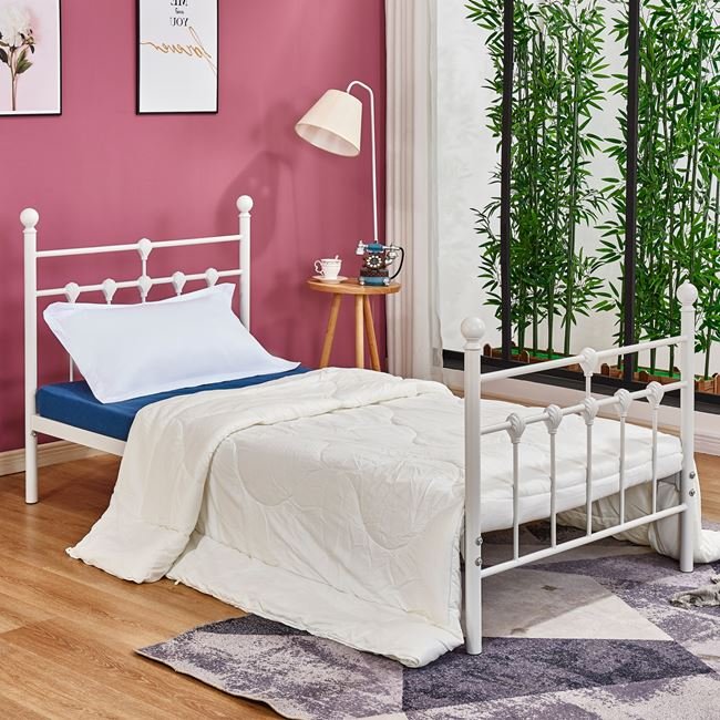 krebati-metalliko-190ch90-leyko-chroma-h ΚΡΕΒΑΤΙ ΜΕΤΑΛΛΙΚΟ JACINDA 90x190 εκ. ΛΕΥΚΟ ΧΡΩΜΑ HM574.02 - Image 1