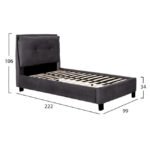 ΚΡΕΒΑΤΙ RILEY 90x200 εκ. ΜΕ ΥΦΑΣΜΑ ΒΕΛΟΥΔΟ ΓΚΡΙ HM561.01 - Image 2