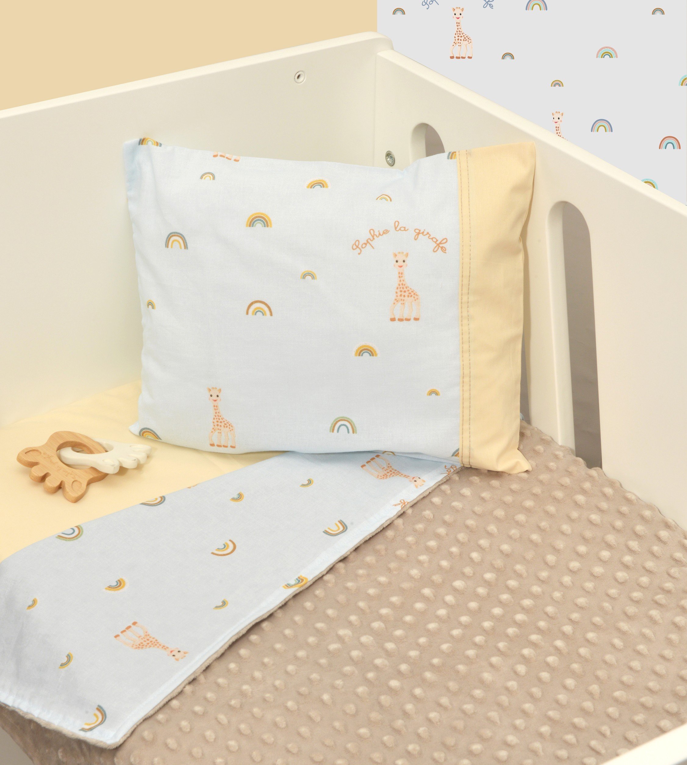 minky-sophie-la-girafe-501-8 Κουβέρτα Λίκνου Διπλής Όψης Minky Design 504 Sophie La Girafe - Image 1