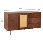 ΜΠΟΥΦΕΣ MEEN HM9735 MDF ΜΕ ΦΥΣΙΚΟ ΚΑΠΛΑΜΑ ΚΑΡΥΔΙΑΣ-ΧΡΥΣΑ ΜΕΤΑΛΛΙΚΑ ΠΟΔΙΑ 150x40x80Υεκ - Image 2