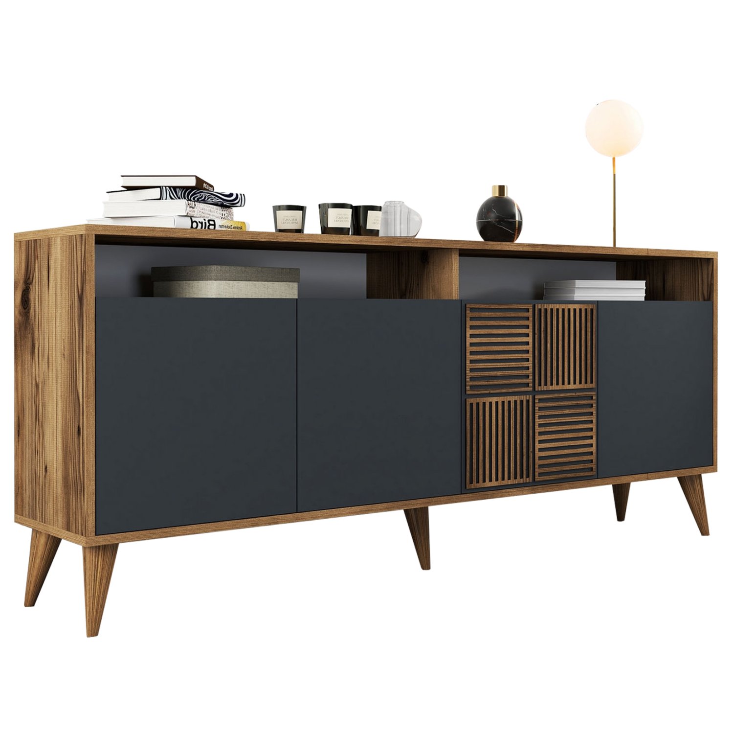 mpoyfes-melaminis-se-karydi-me-anthraki- ΜΠΟΥΦΕΣ ΜΕΛΑΜΙΝΗΣ ΣΕ ΚΑΡΥΔΙ ΜΕ ΑΝΘΡΑΚΙ ΠΟΡΤΕΣ 180x35x78.6Υεκ.HM9431.01 - Image 1