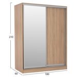 ΝΤΟΥΛΑΠΑ 2ΦΥΛΛΗ 180X60X210Υεκ. ΣΥΡΟΜΕΝΗ ΜΕ ΚΑΘΡΕΠΤΗ SONAMA OAK HM2437 - Image 2