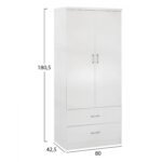 ΝΤΟΥΛΑΠΑ 2ΦΥΛΛΗ REINA ME 2 ΣΥΡΤΑΡΙΑ HM338.05 ΛΕΥΚΗ 80Χ42,5Χ180,5Υ εκ. - Image 2