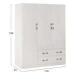 ΝΤΟΥΛΑΠΑ 3ΦΥΛΛΗ CARLY HM384.05 ΜΕ ΔΥΟ ΣΥΡΤΑΡΙΑ ΛΕΥΚΗ 150X55Χ180Υεκ. - Image 2