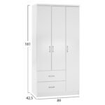 ΝΤΟΥΛΑΠΑ 3ΦΥΛΛΗ ME 2 ΣΥΡΤΑΡΙΑ CAESAR HM340.05 ΛΕΥΚΗ 89x42,5x181 εκ. - Image 2