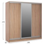 ΝΤΟΥΛΑΠΑ 3ΦΥΛΛΗ ΣΥΡΟΜΕΝΗ ΜΕ ΚΑΘΡΕΠΤΗ SONAMA OAK HM2435  200X60X210Υεκ - Image 2