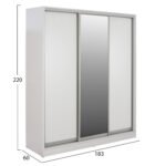 ΝΤΟΥΛΑΠΑ ΣΥΡΟΜΕΝΗ ADLER ΜΕΛΑΜΙΝΗΣ ΛΕΥΚΗ ΜΕ ΚΑΘΡΕΦΤΗ 3ΦΥΛΛΗ HM2461.03  183x60x220 εκ. - Image 2