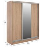 ΝΤΟΥΛΑΠΑ ΣΥΡΟΜΕΝΗ ADLER  ΜΕΛΑΜΙΝΗΣ SONAMA ΜΕ ΚΑΘΡΕΦΤΗ 3ΦΥΛΛΗ HM2461.01  183x60x220 εκ. - Image 2