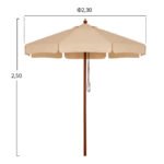 ΟΜΠΡΕΛΑ ΕΠΑΓΓΕΛΜΑΤΙΚΗ WALLER Φ2.30X2,50Y ΜΕ ΞΥΛΙΝΟ ΣΚΕΛΕΤΟ HM6021 ΜΠΕΖ - Image 2