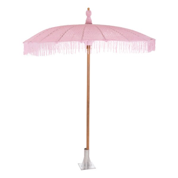 ΟΜΠΡΕΛΑ ΜΠΑΛΙΝΕΖΙΚΗ ΜΑΚΡΑΜΕ ΡΟΖ ΞΥΛO TEAK Φ200X260εκ. HM6035.04