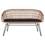 ΠΑΓΚΑΚΙ ΜΕΤΑΛΛΙΚΟ ALLEGRA HM5692 ΜΕ WICKER ΜΑΥΡΟ-ΜΠΕΖ 124x57x77Υ εκ. - Image 3