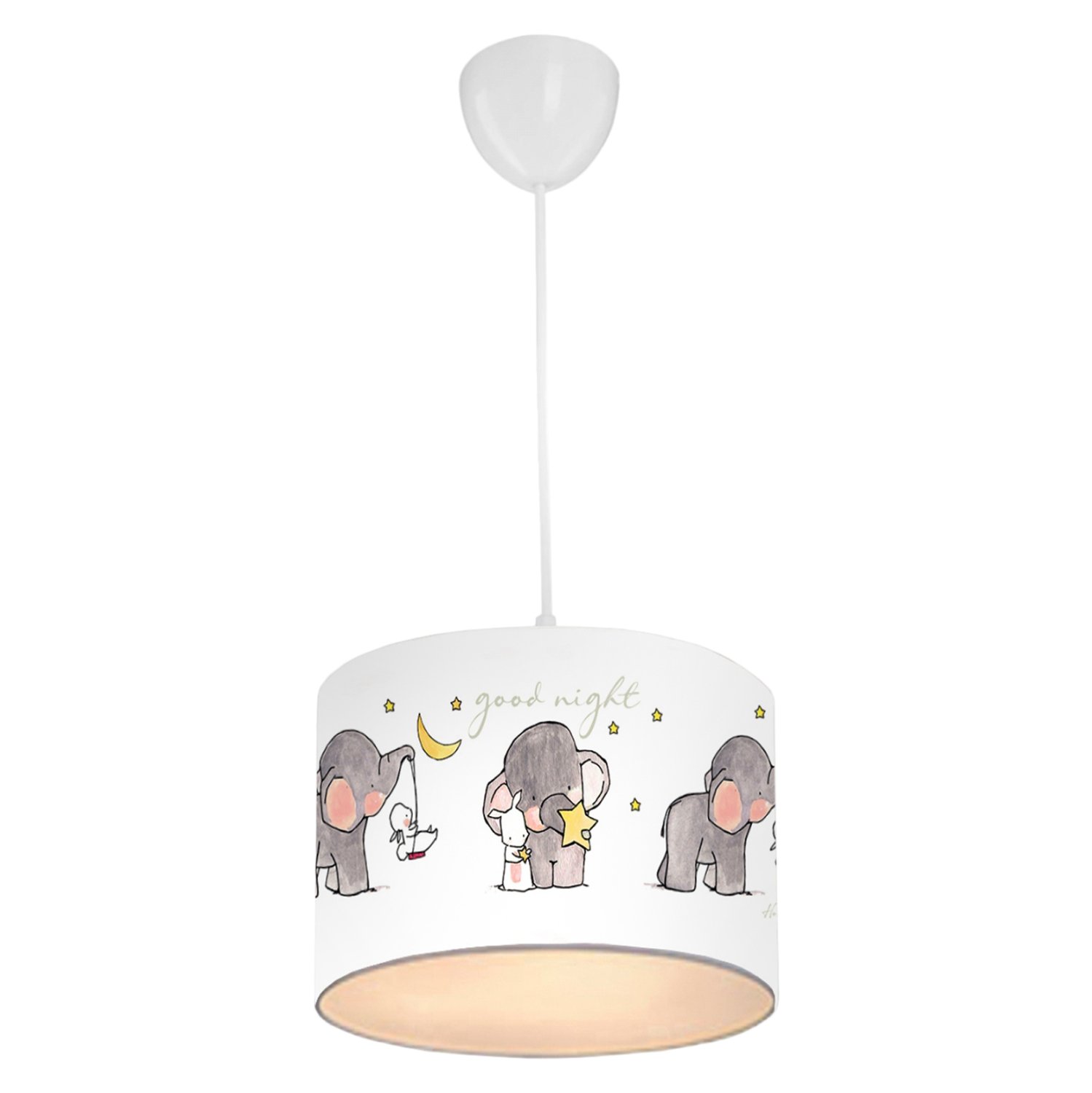 paidiko-fotistiko-orofis-yfasmatino-fb97 ΠΑΙΔΙΚΟ ΦΩΤΙΣΤΙΚΟ ΟΡΟΦΗΣ ΥΦΑΣΜΑΤΙΝΟ HM7575.01 ΛΕΥΚΟ ΜΕ ΣΧΕΔΙΟ ELEPHANT Φ24x70Y εκ. - Image 1