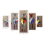 ΠΙΝΑΚΑΣ ΠΕΝΤΑΠΤΥΧΟ MDF COLORFUL ZEBRAS 82Χ56x3 HM7207.03 - Image 2