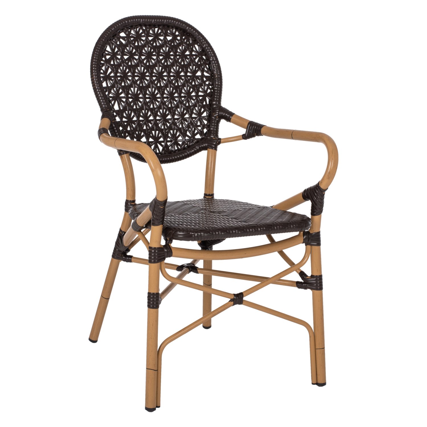 polythrona-aloyminioy-bamboo-look-kafe-k ΠΟΛΥΘΡΟΝΑ ΑΛΟΥΜΙΝΙΟΥ BAMBOO LOOK ΚΑΦΕ ΚΑΙ ΚΑΦΕ PE RATTAN HM5926.01 56x62x95Yεκ. - Image 1