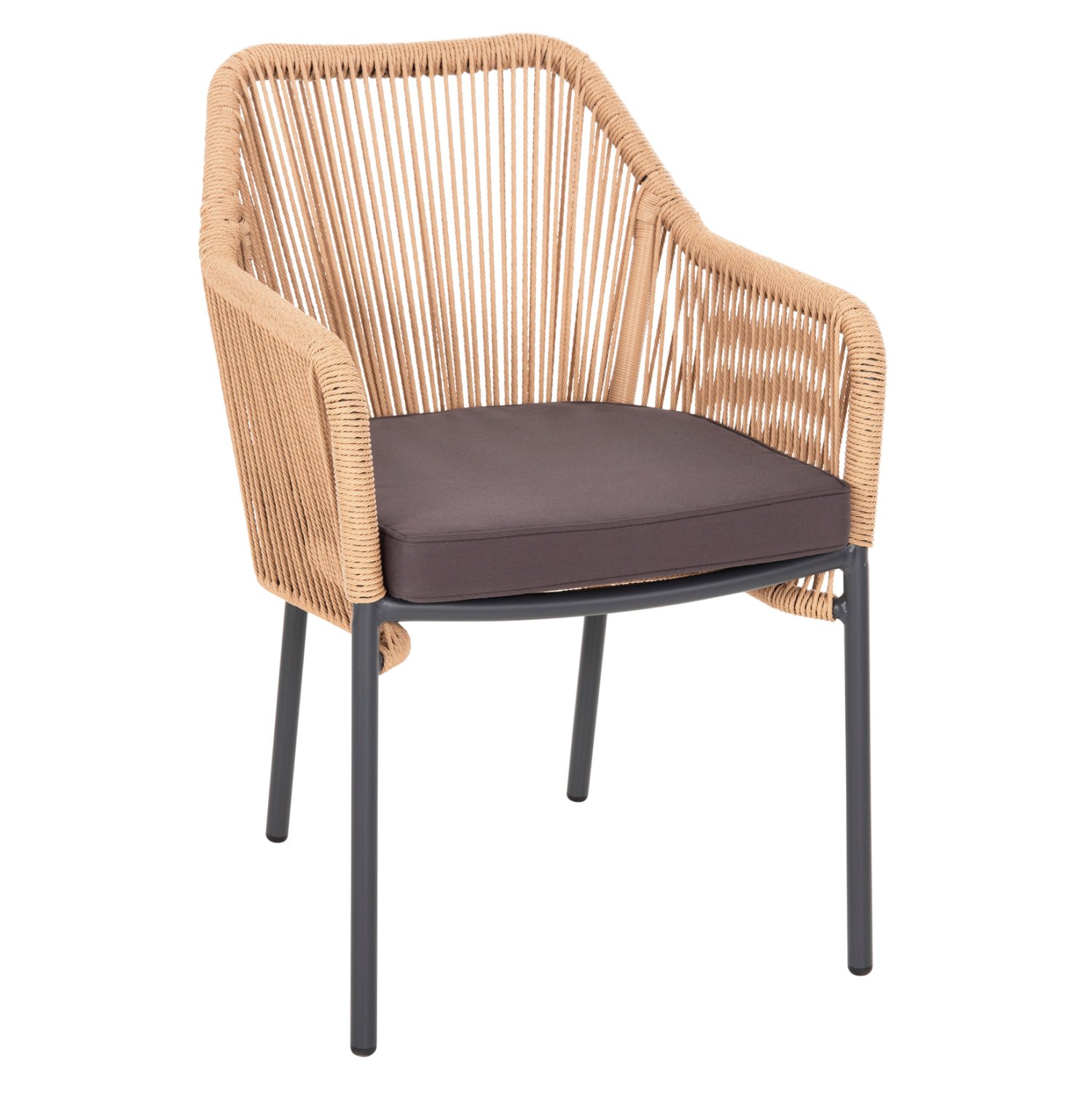 polythrona-aloyminioy-fb9585502-anthraki ΠΟΛΥΘΡΟΝΑ ΑΛΟΥΜΙΝΙΟΥ LOKKI HM5855.02 ΑΝΘΡΑΚΙ ΜΕ ΣΧΟΙΝΙ WICKER PE 56x66x82Υ εκ. - Image 1