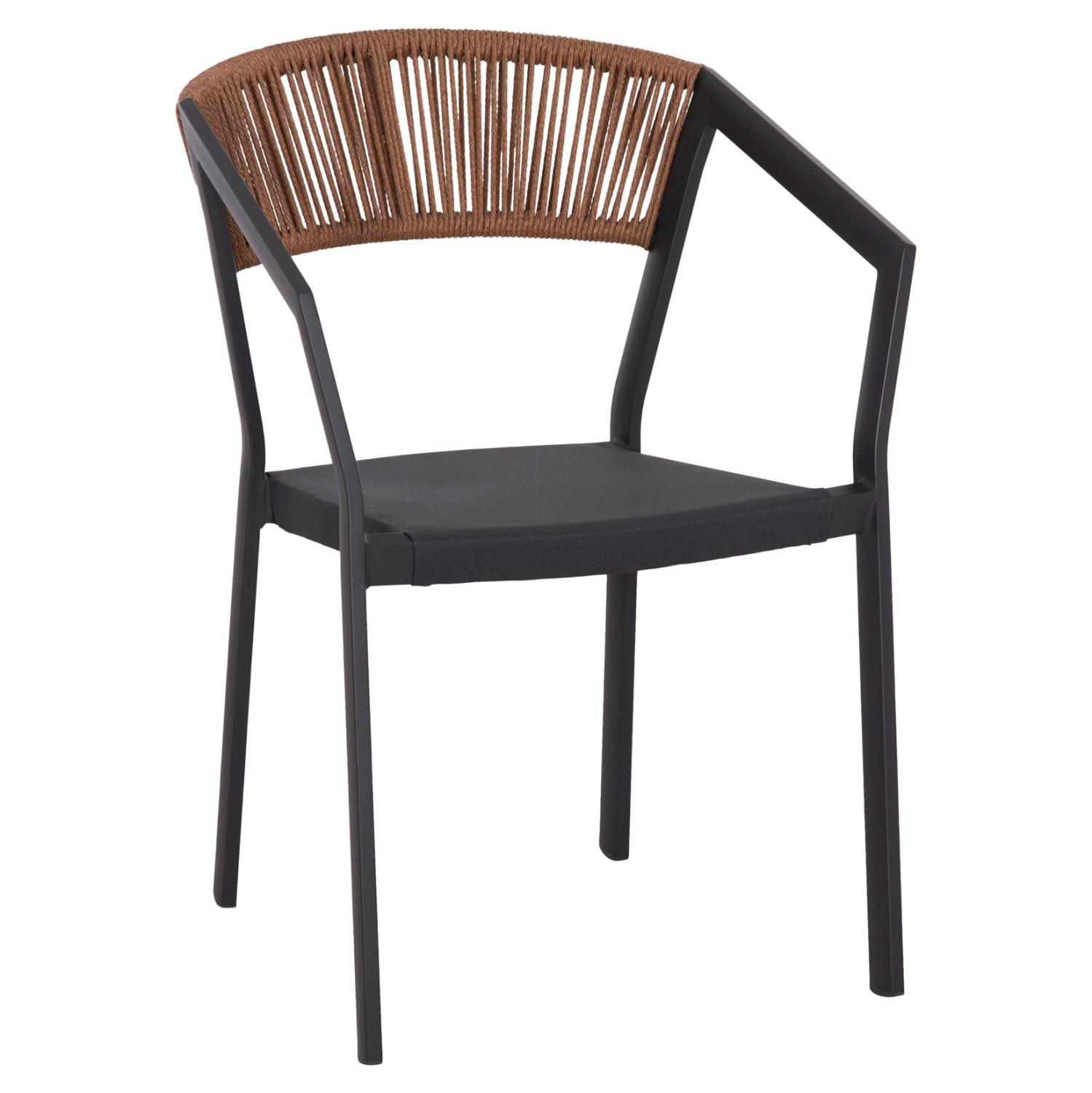 polythrona-aloyminioy-fb9589101-anthraki ΠΟΛΥΘΡΟΝΑ ΑΛΟΥΜΙΝΙΟΥ HM5891.01 ΑΝΘΡΑΚΙ ΣΚΕΛΕΤΟΣ&TEXTLINE-ΜΠΕΖ RATTAN 56,5x58x79Υ εκ. - Image 1