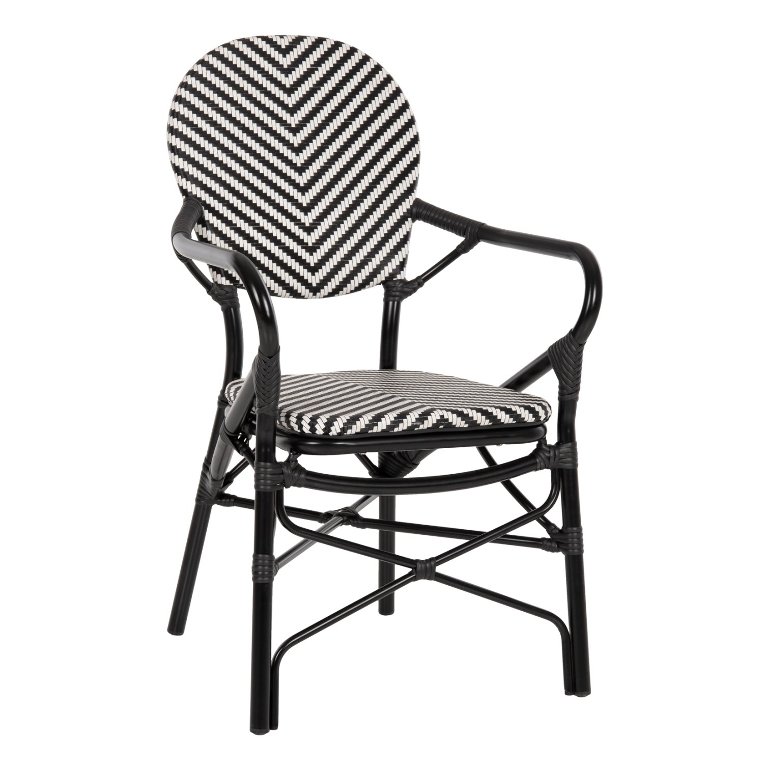 polythrona-aloyminioy-me-textline-mayro- ΠΟΛΥΘΡΟΝΑ ΑΛΟΥΜΙΝΙΟΥ ΜΕ TEXTLINE ΜΑΥΡΟ-ΛΕΥΚΟ HM5928.01 56x59x94,5Yεκ. - Image 1