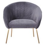 ΠΟΛΥΘΡΟΝΑ JOYCE ΒΕΛΟΥΔΟ ΓΚΡΙ ΚΑΙ ΜΕΤΑΛΛΙΚΑ ΠΟΔΙΑ HM8549.01 80X76X75Y εκ. - Image 3