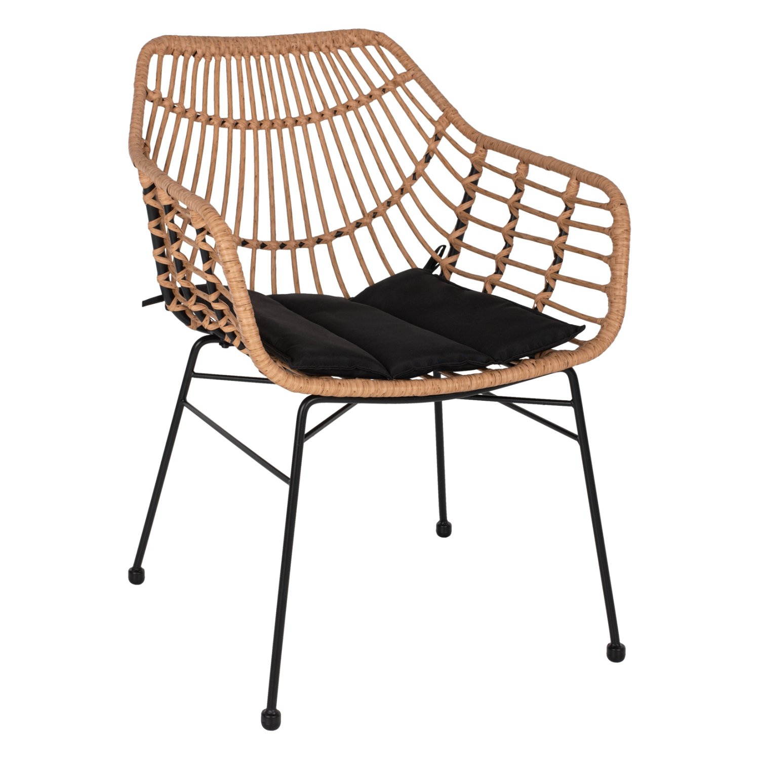 polythrona-epaggelmatiki-mayro-metallo-r ΠΟΛΥΘΡΟΝΑ ΕΠΑΓΓΕΛΜΑΤΙΚΗ ΜΑΥΡΟ ΜΕΤΑΛΛΟ RATTAN ΜΠΕΖ & ΜΑΞΙΛΑΡΙ HM5864.01 58,5x60,5x80 εκ. - Image 1