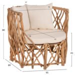 ΠΟΛΥΘΡΟΝΑ ΚΑΑΝ HM5994 ΚΛΑΔΙΑ TEAK ΣΕ ΦΥΣΙΚΟ-ΜΑΞΙΛΑΡΙΑ ΛΕΥΚΑ 95x89x80Υεκ. - Image 2